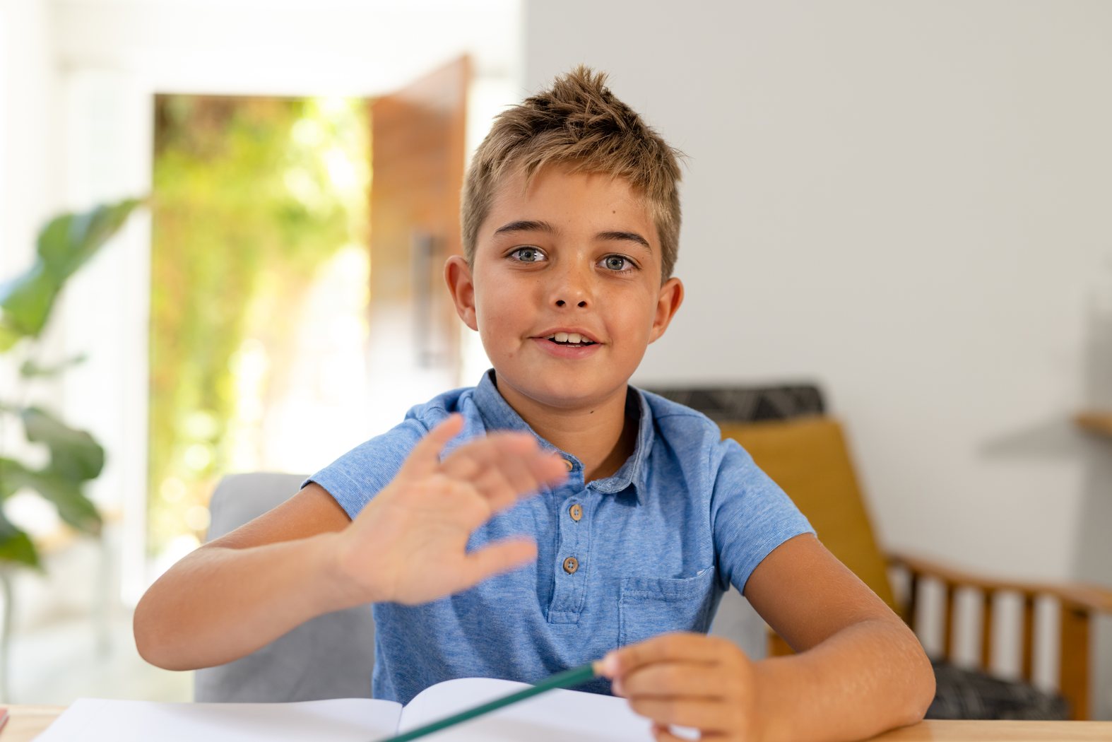 Young student smiling during a learning session